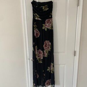 Strapless Chiffon Floral Jumpsuit
